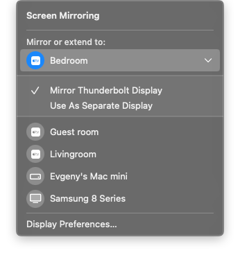 Screen Mirroring Modes