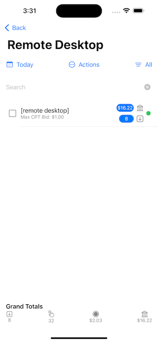SearchAds Manager app interface iPhone 14 Pro Max   6