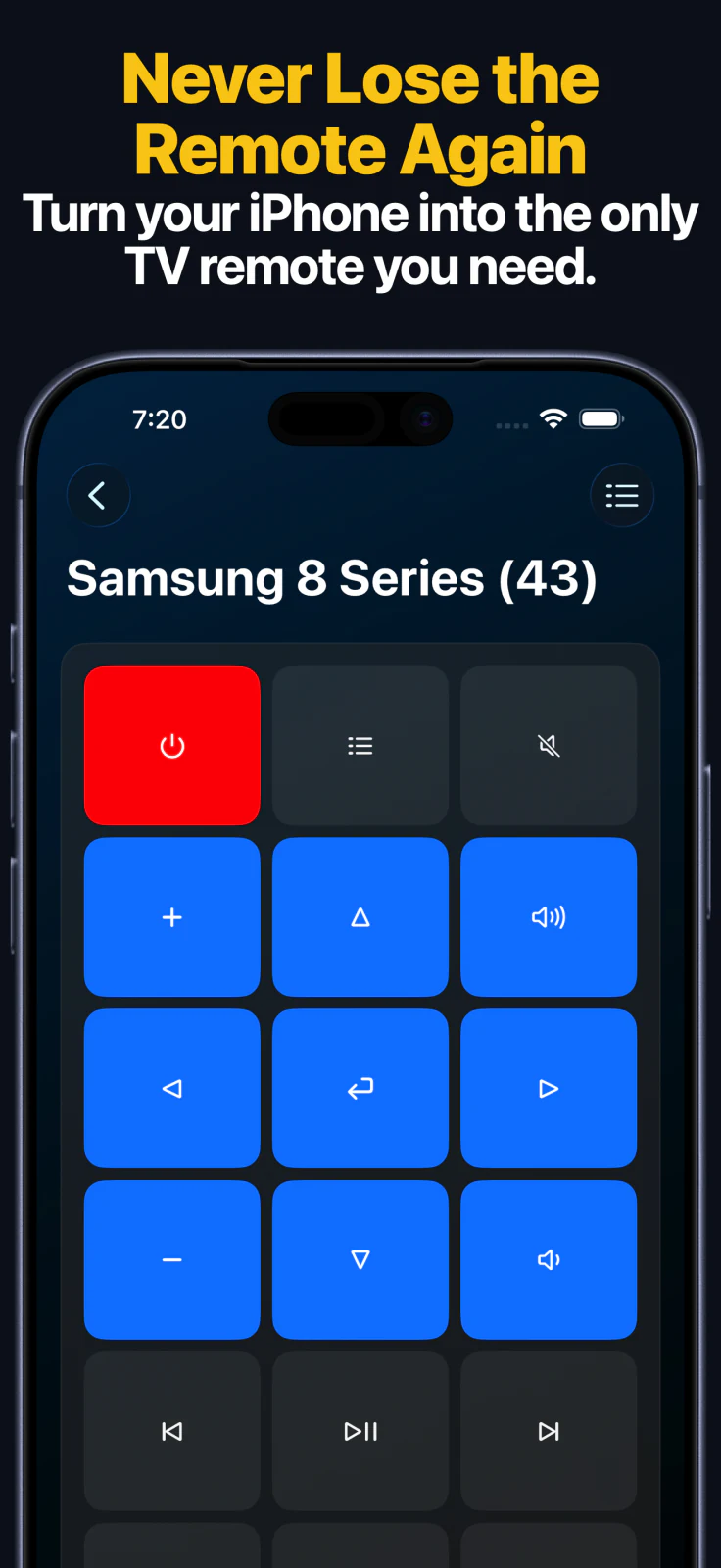 Legacy Apple TV remote app screen on iPhone
