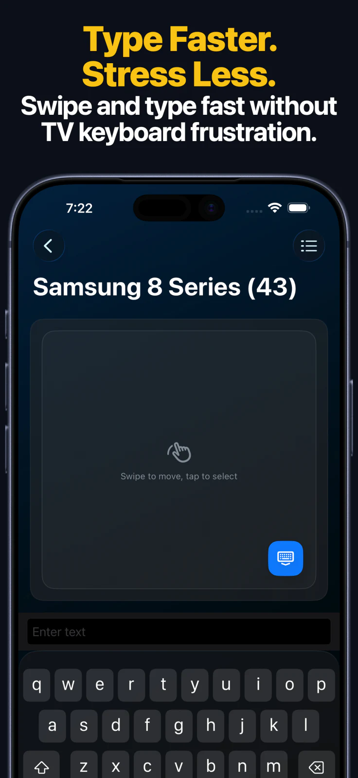 LG TV remote app input screen on iPhone