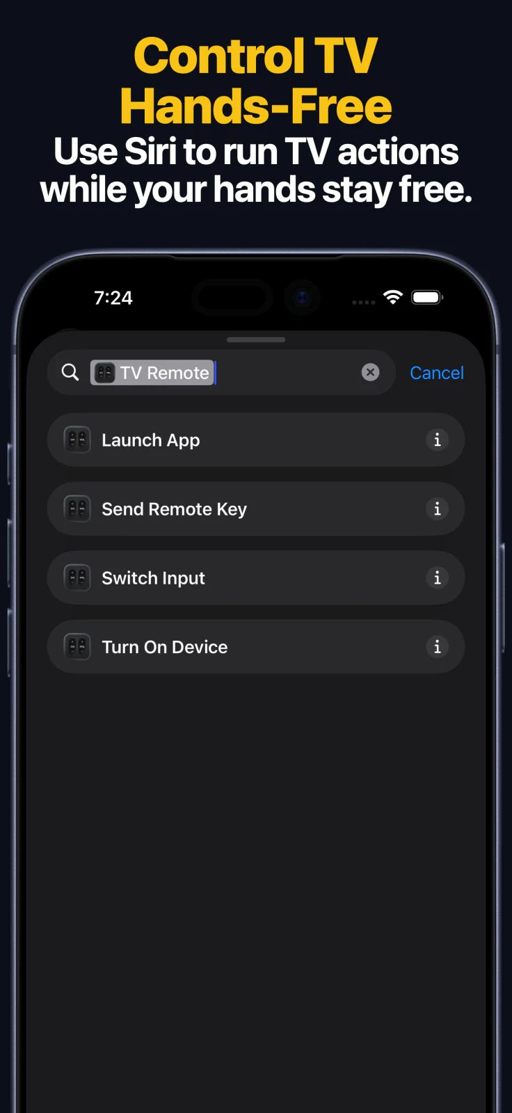 Siri Shortcuts for TV remote on iPhone